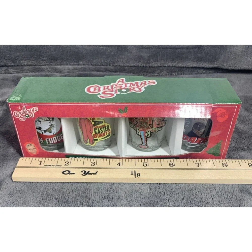 A Christmas Story Movie Glassware Set Of Four 1.5 Oz Shot Glass Ralphie Holiday